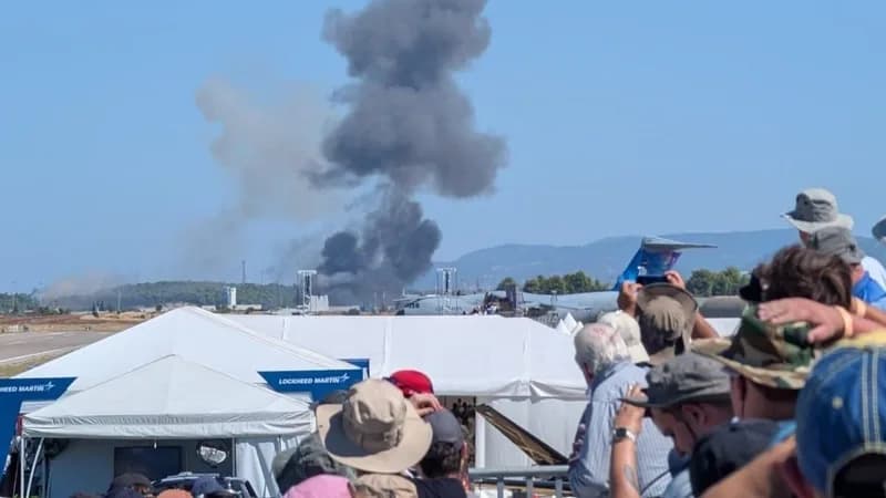 Caza F4 Phantom se desploma en exhibición aérea griega